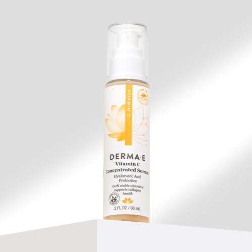 DERMA E Vitamin C Concentrated Serum with Hyaluronic Acid, Vitamin E & Aloe, All Natural, Antioxidant-Rich Concentrated Facial Serum – Firming and Brightening Vitamin C Face Serum, 2oz