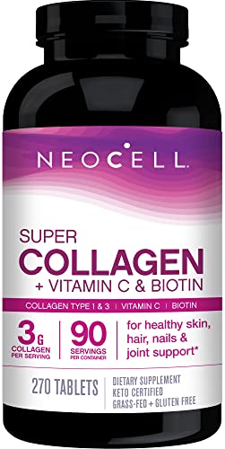 NeoCell Super Collagen With Vitamin C and Biotin, Skin, Hair and Nails Supplement, Includes Antioxidants, Tablet, 270 Count, 1 Bottle