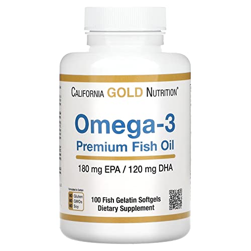 California Gold Nutrition Omega-3 Premium Fish Oil, Concentrated Formula with EPA & DHA, Support for Optimal Lipid Profile & Immune System, Gluten Free, Non-GMO, 100 Fish Gelatin Softgels