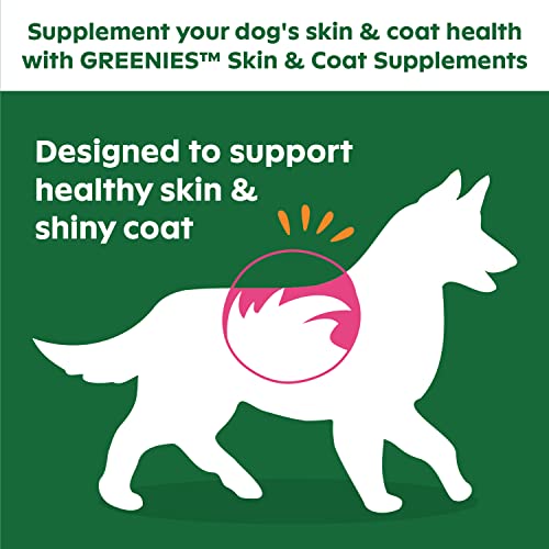 GREENIES Supplements Dog Skin & Coat Supplements With Fish Oil & Omega 3 Fatty Acids, 40 Count Chicken-Flavor Soft Chews for Adult Dogs
