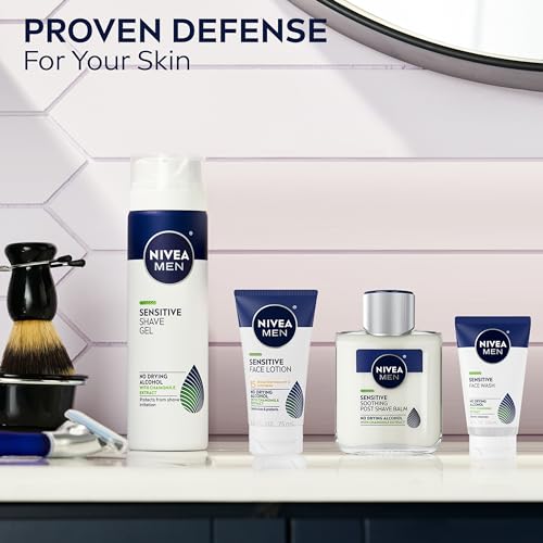 NIVEA MEN Sensitive Shave Gel with Vitamin E, Soothing Chamomile and Witch Hazel Extracts, No Drying Alcohols, 3 Pack of 7 Oz Cans
