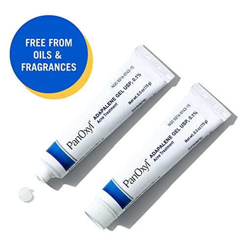 PanOxyl Adapalene 0.1% Leave-On Gel, 30 Day Supply, Retinoid Gel Acne Treatment, Acne Prone Skin, Oil Free, Fragrance Free, 0.5 oz
