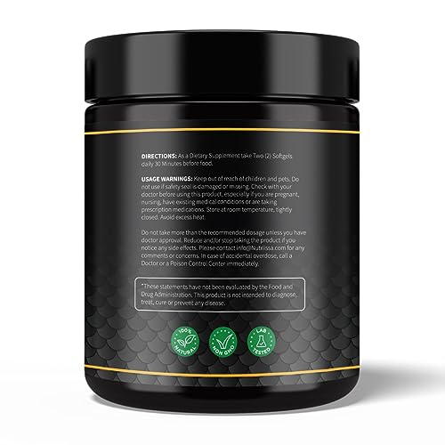 Nutriissa Omega 3 - Full Spectrum - 180 Count - High Concentrate Formula Fish Oil, Krill Oil, Cod Oil, Salmon Oil - Advanced Blend