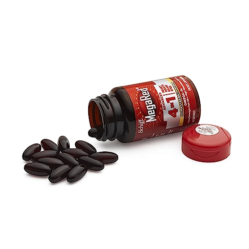 MegaRed Fish Oil + Krill Oil 900mg Omega 3 Supplement with EPA & DHA, Supports Heart, Brain, Joint and Eye Health, No Fishy Aftertaste - 60 Softgels (60 servings)