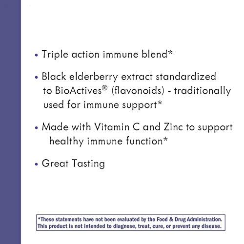 Nature’s Way Sambucus Elderberry Immune Gummies, Daily Immune Support for Kids and Adults*, with Vitamin C, Vitamin D3, Zinc, Gluten Free, Vegetarian, 60 Gummies (Packaging May Vary)