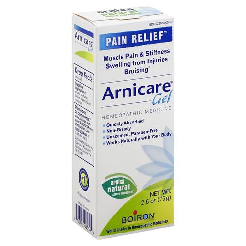 Boiron Arnicare Gel for Soothing Relief of Joint Pain, Muscle Pain, Muscle Soreness, and Swelling from Bruises or Injury - Non-greasy and Fragrance-Free - 2.6 oz
