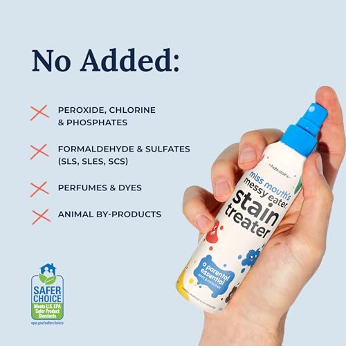 Miss Mouth's Messy Eater Stain Treater Spray - 4oz 2 Pack Stain Remover - Newborn & Baby Essentials - No Dry Cleaning Food, Grease, Coffee Off Laundry, Underwear, Fabric