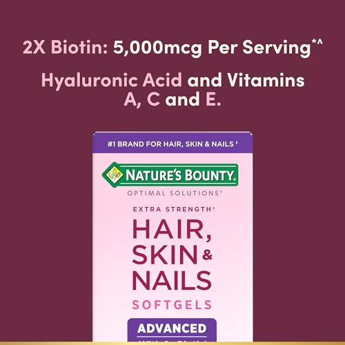 Nature's Bounty Advanced Hair, Skin & Nails, Argan-Infused Vitamin Supplement with Biotin and Hyaluronic Acid, 150 Rapid Release Softgels