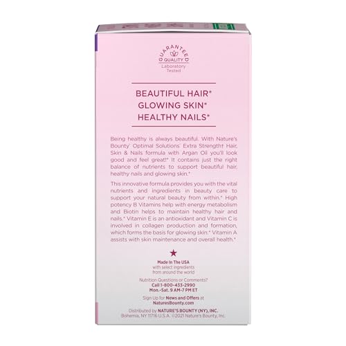 Nature's Bounty Advanced Hair, Skin & Nails, Argan-Infused Vitamin Supplement with Biotin and Hyaluronic Acid, 150 Rapid Release Softgels