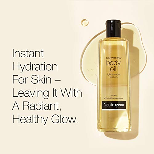 Neutrogena Body Oil Light Sesame Formula, Dry Skin Moisturizer & Hydrating Body Massage Oil, for Radiant & Healthy Looking Glow, Nourishing Bath Oil for Sheer Moisture, 8.5 fl. oz