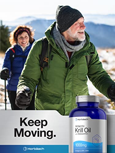 Horbaach Antarctic Krill Oil 1000mg | 300 Softgel Capsules | Omega 3, EPA, DHA Supplement | with Astaxanthin | Value Size | Non-GMO, Gluten Free