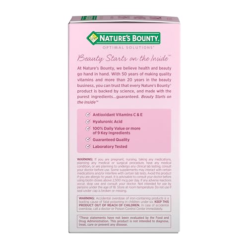 Nature's Bounty Advanced Hair, Skin & Nails, Argan-Infused Vitamin Supplement with Biotin and Hyaluronic Acid, 150 Rapid Release Softgels