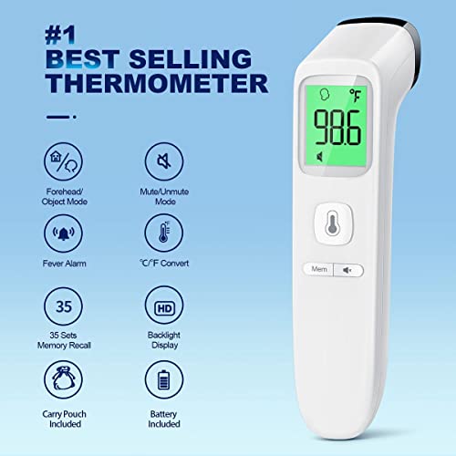 No-Touch Thermometer for Adults and Kids, Digital Accurate Baby Thermometer with Fever Alarm, 1 Second Fast Result, FSA HSA eligible, Easy to use, 2 in 1 Mode Health Care Thermometer