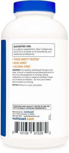 Nutricost Fish Oil Omega 3 Softgels with EPA & DHA (1000mg of Fish Oil, 560mg of Omega-3), 240 Softgels, Non-GMO, Gluten Free.