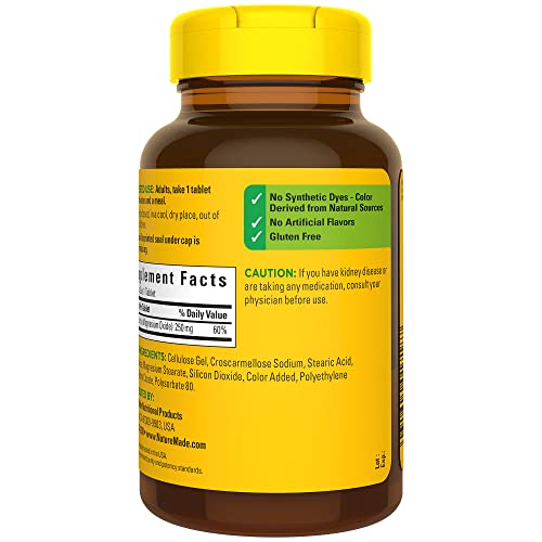Nature Made Magnesium Oxide 250 mg, Magnesium Supplement for Muscle, Heart, Bone and Nerve Health Support, 200 Tablets, 200 Day Supply