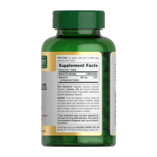 Nature's Bounty Magnesium, Bone and Muscle Health, Whole Body Support, Tablets, 500 Mg, 200 Ct