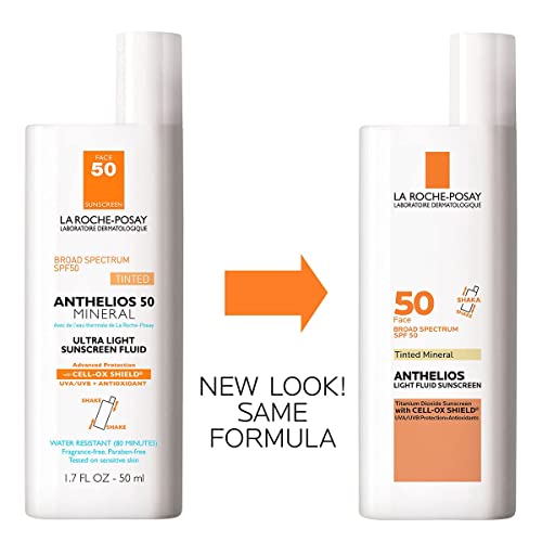 La Roche-Posay Anthelios Tinted Sunscreen SPF 50, Ultra-Light Fluid Broad Spectrum SPF 50, Face Sunscreen with Titanium Dioxide Mineral, Universal Tint, Oil-Free