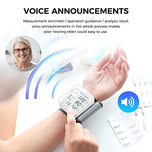 MMIZOO Wrist Blood Pressure Monitor Bp Monitor Large LCD Display Blood Pressure Machine Adjustable Wrist Cuff 5.31-7.68inch Automatic 99x2 Sets Memory with Carrying Case for Home Use (W1681)