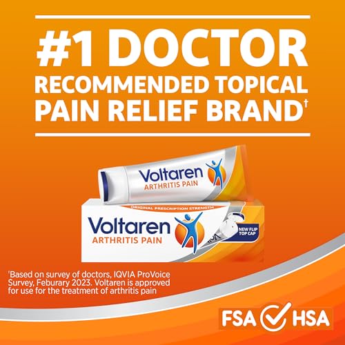 Voltaren Arthritis Pain Gel for Powerful Topical Arthritis Pain Relief - NEW Easy Open Cap - 100 g Tube And 20 g Travel Size Tube
