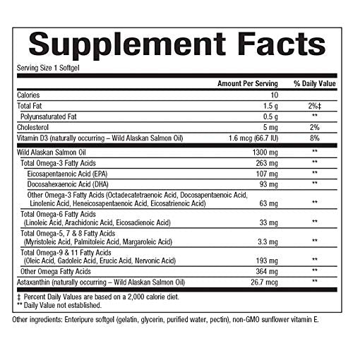 Complete Omega by Natural Factors, Wild Alaskan Salmon Oil, Supports Heart and Brain Health with Omega-3 DHA and EPA, 180 softgels (180 servings)