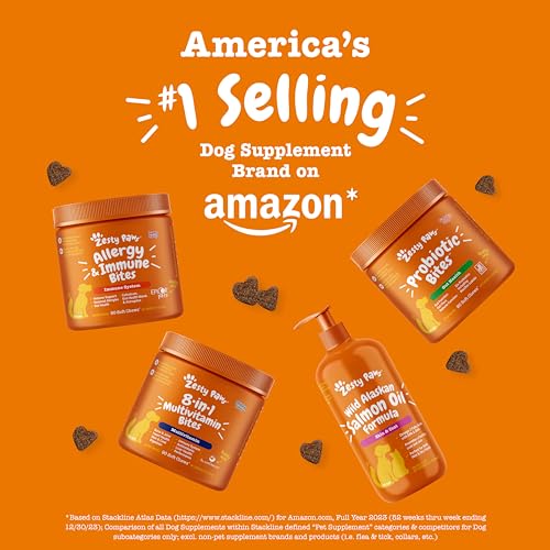 Zesty Paws Itch Relief for Dogs - for Itching Skin & Coat Health - Omega-3 Fish Oil with EPA & DHA - Dog Bites Supplement with Vitamin C & E for Antioxidant Support - Chicken Flavor - 90 Count