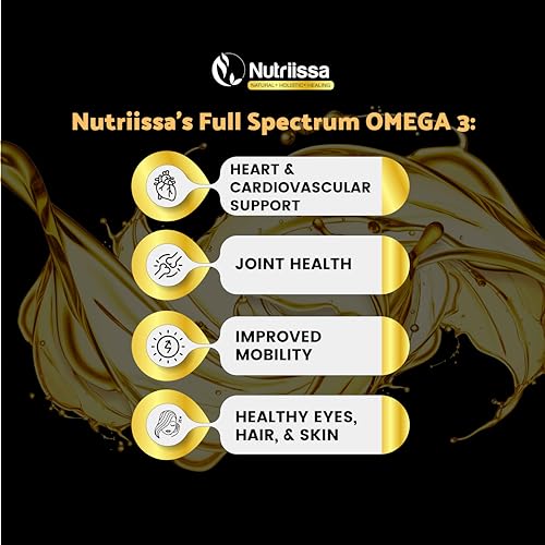 Nutriissa Omega 3 - Full Spectrum - 180 Count - High Concentrate Formula Fish Oil, Krill Oil, Cod Oil, Salmon Oil - Advanced Blend