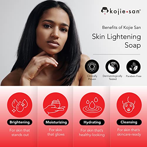 Kojie San Skin Brightening Soap – The Original Kojic Acid Soap that Reduces Dark Spots, Hyper-pigmentation, & other types of skin damage – 3 x 65g Bars