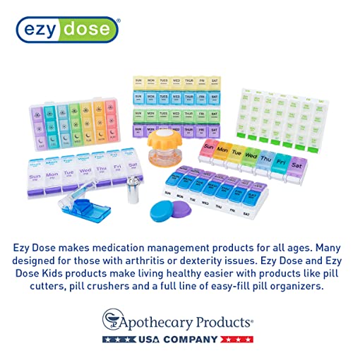 EZY DOSE Weekly (7-Day) Pill Case, Medicine Planner, Vitamin Organizer Box, Convenient and Easy to Use, Large Compartments, Travel Friendly, Black, Made in the USA, BPA Free