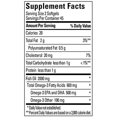 Nature Made Fish Oil 1000 mg Softgels, Omega 3 Fish Oil Supplements for Healthy Heart Support with 90 Softgels, 45 Day Supply