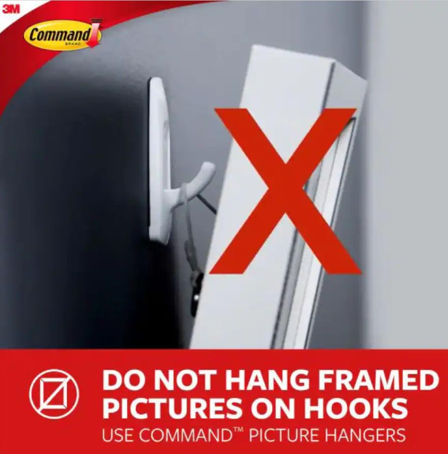 Command Large Picture Hanging Strips, Damage Free Hanging Picture Hangers, No Tools Wall Hanging Strips for Back to School Dorm Organization, 14 White Adhesive Strip Pairs(28 Command Strips)