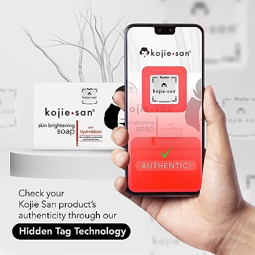 Kojie San Skin Brightening Soap - Original Kojic Acid Soap that Reduces Dark Spots, Hyperpigmentation, & Scars with Coconut & Tea Tree Oil - 65g x 2 Bars with Net