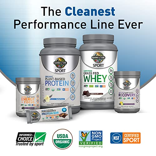 Organic Vegan Sport Protein Powder, Chocolate - Probiotics, BCAAs, 30g Plant Protein for Premium Post Workout Recovery, NSF Certified, Keto, Gluten & Dairy Free, Non GMO, Garden of Life - 19 Servings