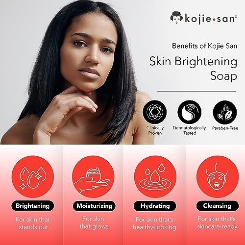 Kojie San Skin Brightening Soap – The Original Kojic Acid Soap that Reduces Dark Spots, Hyper-pigmentation, & other types of skin damage – 3 x 65g Bars