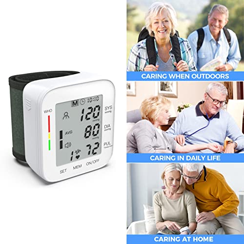 MMIZOO Wrist Blood Pressure Monitor Bp Monitor Large LCD Display Blood Pressure Machine Adjustable Wrist Cuff 5.31-7.68inch Automatic 99x2 Sets Memory with Carrying Case for Home Use (W1681)