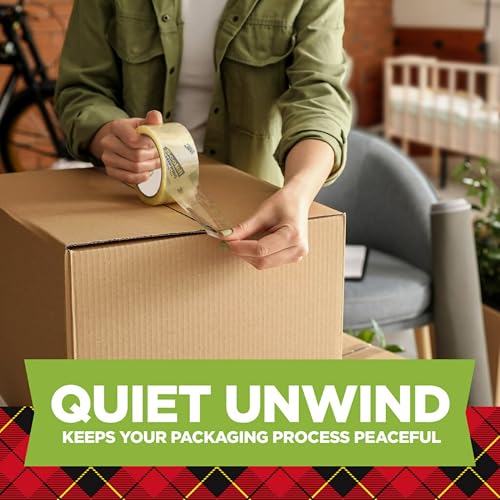 Scotch Sure Start Packing Tape, Clear, Quiet Unwind and Easy Start, Moving Supplies, 1.88 in. x 22.2 yd., 6 Tape Rolls with Dispensers