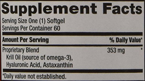 MegaRed Omega-3 Krill Oil and Joint Supplement Joint Care 60 softgels - EPA/DHA Fatty acids, Antioxidants, Hyaluronic Acid, No Fishy Burp Aftertaste as with Fish Oil