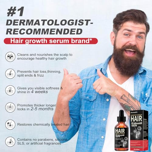 Hair Growth Serum, 5% Minoxidil & Biotin for Hair Growth for Women & Men, Hair Loss Treatments, Hair Regrowth Treatment for Thicker Longer Fuller Hair, 2 Fl Oz 1