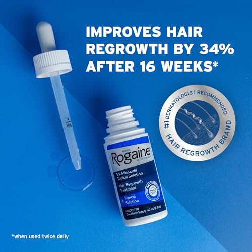 Rogaine Extra Strength 5% Minoxidil Topical Solution for Hair Regrowth, Unscented Liquid Treatment for Men, 1-Month Supply, 2 fl. oz