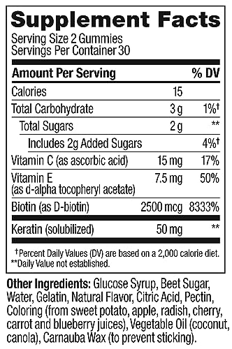 OLLY Undeniable Beauty Gummy, For Hair, Skin, Nails, Biotin, Vitamin C, Keratin, Chewable Supplement, Grapefruit, 30 Day Supply - 60 Count