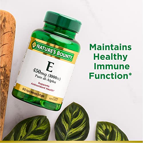 Nature's Bounty Vitamin E 1000 IU Softgels, Supports Antioxidant Health & Immune System, 1 Pack, 60 Softgels