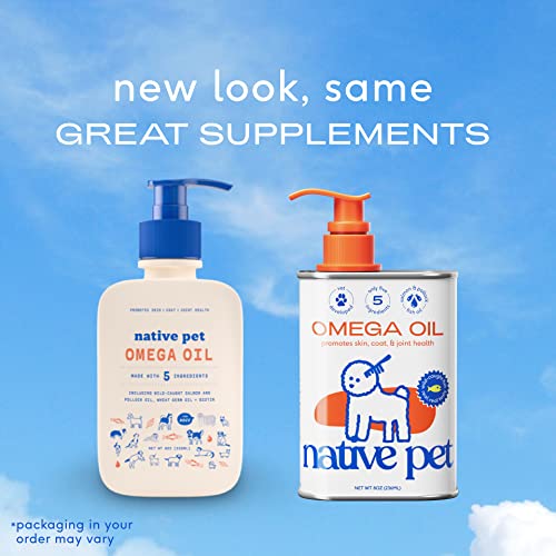 Native Pet Omega 3 Fish Oil for Dogs - Made with Wild Alaskan Salmon Oil with Omega 3 EPA DHA - Supports Itchy Skin + Mobility - Liquid Pump is Easy to Serve - a Fish Oil Dogs Love! (8 oz)
