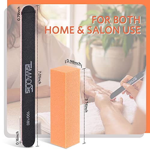 TsMADDTs Nail Files and Buffer, Professional Manicure Tools Kit Rectangular Art Care Buffer Block Tools 100/180 Grit 12Pcs/Pa(Black)