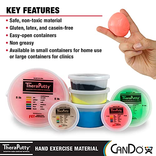 CanDo TheraPutty Standard Hand Exercise Putty For Rehabilitation, Exercises, Hand Therapy, Occupational Therapy, Hand Strengthening, Improve Motor Skills, Stress Relief