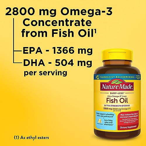 Nature Made Extra Strength Omega 3 Fish Oil Supplement, 2800 mg - 60 Softgels, 30 Day Supply