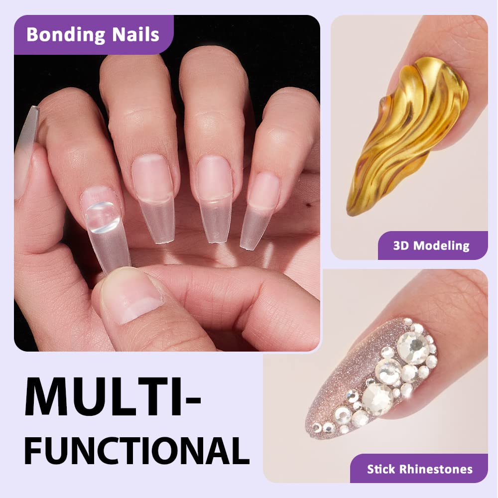 BTArtbox Solid Nail Gel - 20g Nail Gel for Press On Nails, Upgrade 3 in 1 Nail Gel for Fake Nails, Super Strong Cured Needed Acrylic Nail Gel for Long Lasting Manicure Pedicure
