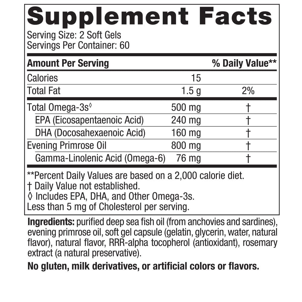 Nordic Naturals Omega Woman, Lemon - 120 Soft Gels - 500 mg Omega-3 + 800 mg Evening Primrose Oil - Healthy Skin, Hormonal Balance, Optimal Wellness - Non-GMO - 60 Servings