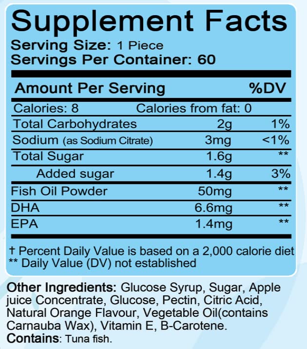 60 Gummies | 2 Months Supplies | Tasty Orange Flavor | 4+ Years | Omega-3 with EPA & DHA, Omega 3 for Kids, Omega 3 Gummies, Fish Oil Gummies, Omega-3 Fatty Acids Gummies