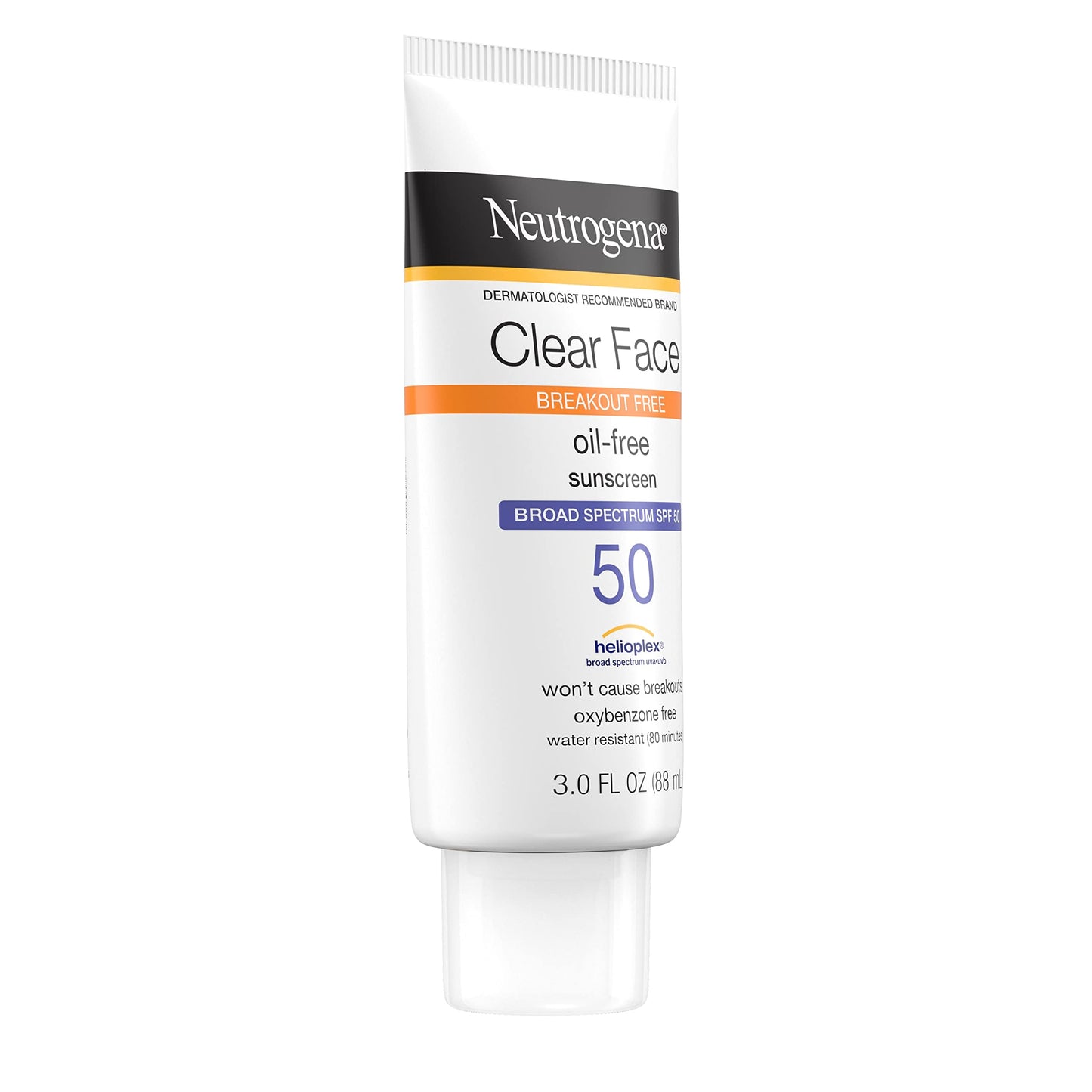 Neutrogena Face Sunscreen, Broad Spectrum SPF 50 Clear Face, Breakout Free Lotion, Fragrance- & Oxybenzone-Free, Non-Comedogenic, 3 Fl. Oz