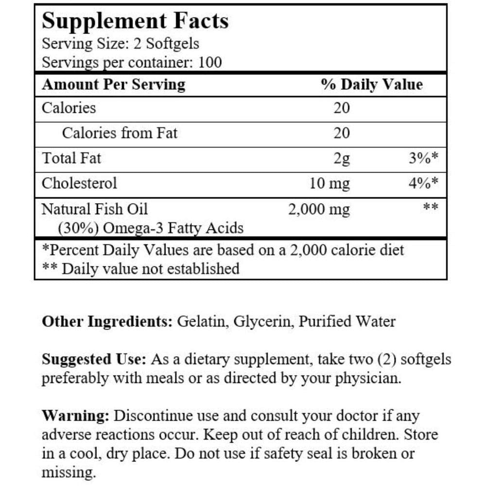 Omega 3 Alaska Deep Sea Fish Oil 1000mg 200 Softgels