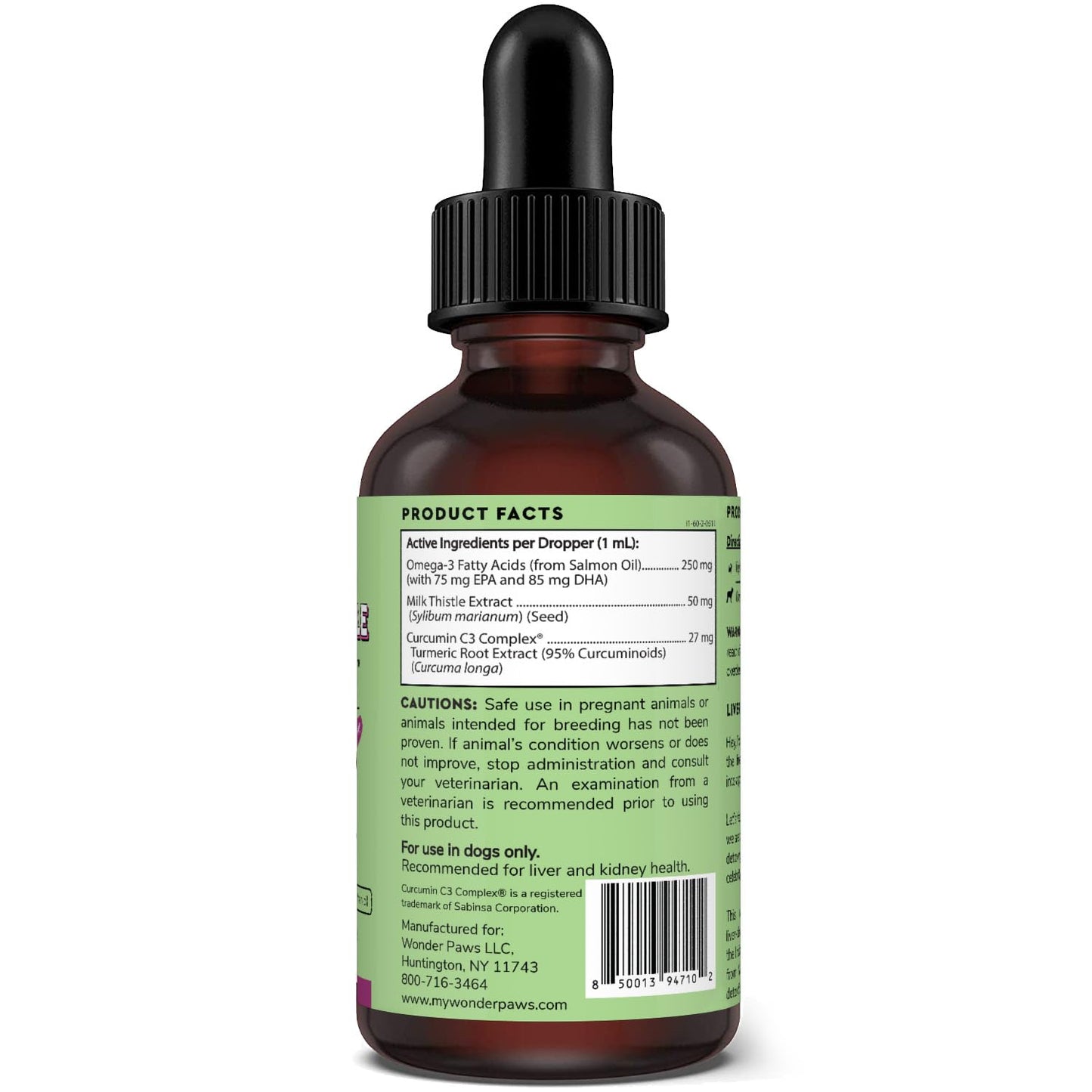 Wonder Paws Milk Thistle, Liver Support for Dogs, Supports Kidney Function for Pets, Detox, Hepatic Support, with Wild Alaskan Salmon Oil & Curcumin, Omega 3 EPA & DHA (2, Ounces)